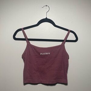 Playboy Ribbed Knit Cropped Camisole